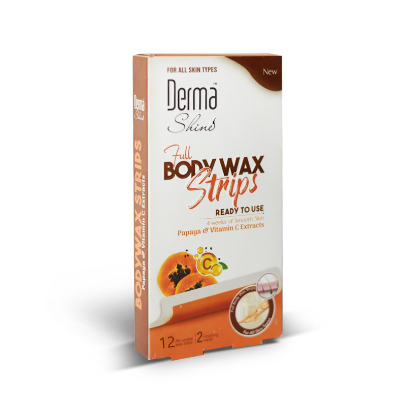 Derma Shine Full Body Wax Strips - Papaya & Vitamin C Extracts - Lipcara