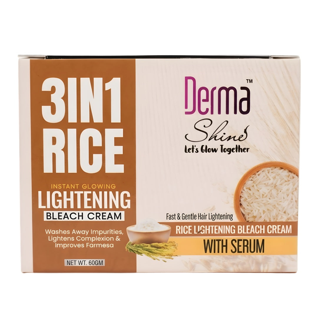 Derma shine 3 in 1 Rice lightening Bleach Cream 60g - Lipcara