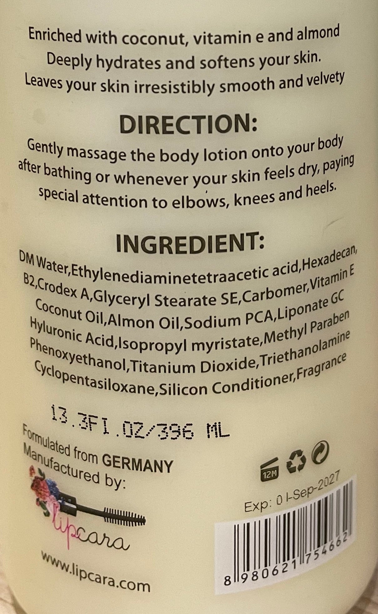 Derma Shine Intensive Deep Nourishing Body Lotion - Lipcara
