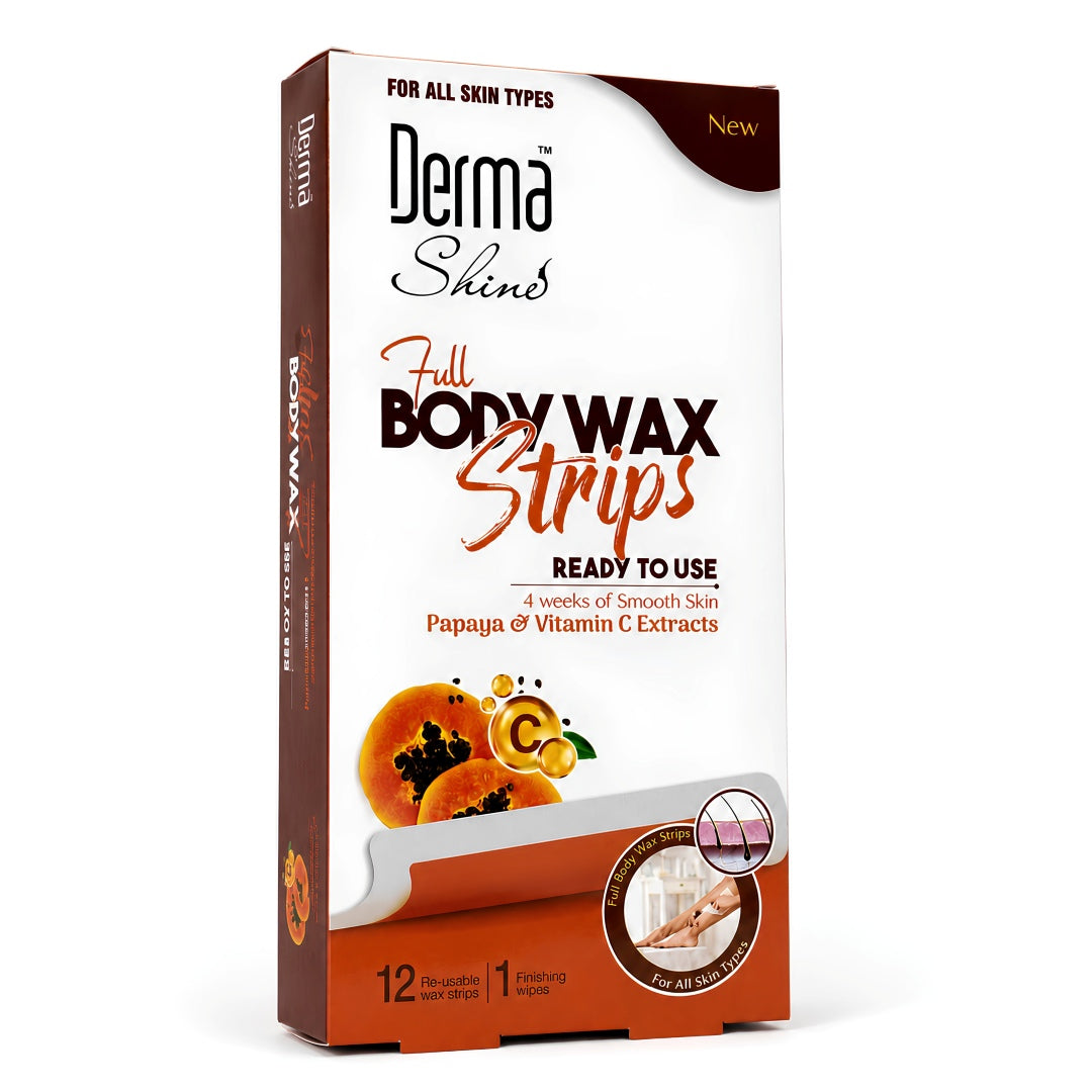 Derma Shine Full Body Wax Strips - Papaya & Vitamin C Extracts