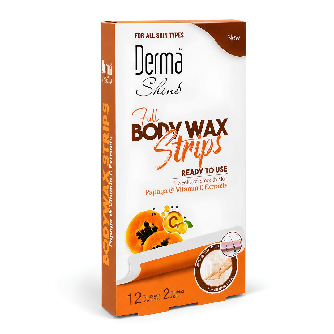 Derma Shine Full Body Wax Strips - Papaya & Vitamin C Extracts - Lipcara