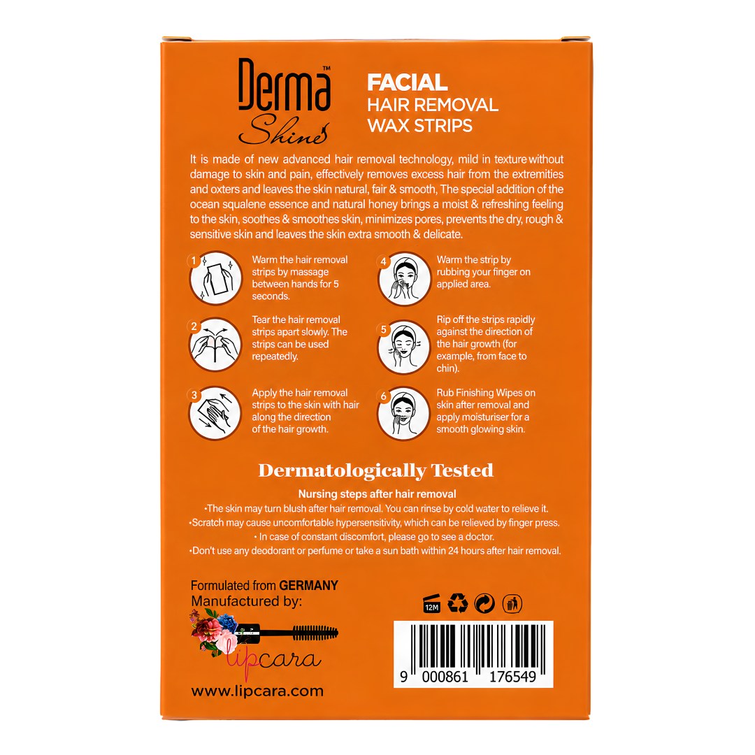 Derma Shine Face Wax Strips Papaya + Vitamin C - Lipcara