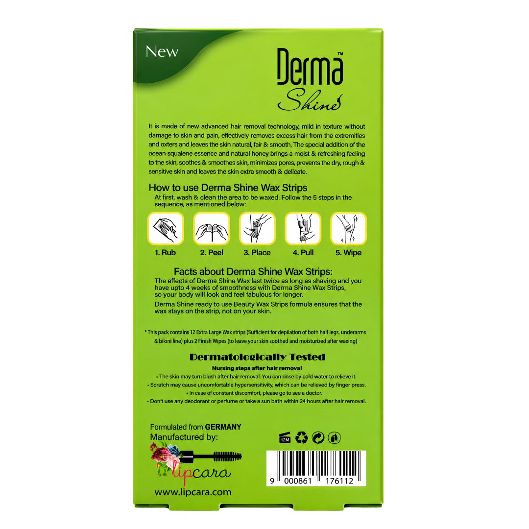 Derma Shine Full Body Wax Strips - Aloe Vera Extracts - Lipcara