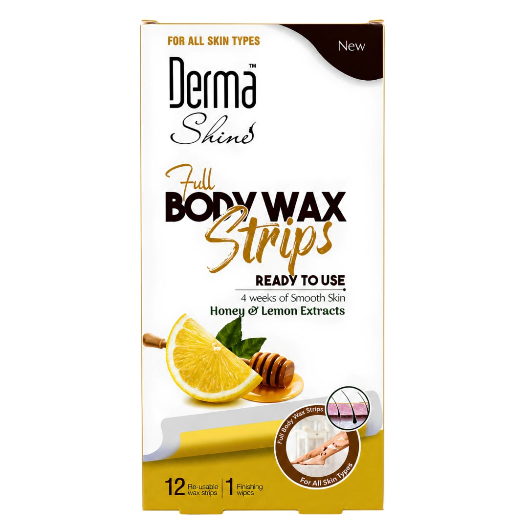Derma Shine Full Body Wax Strips - Honey & Lemon Extracts - Lipcara