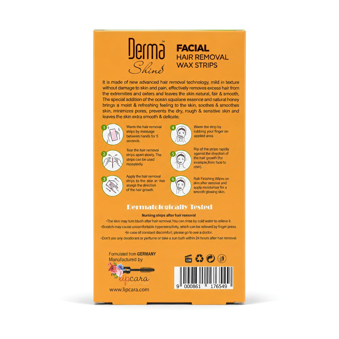 Derma Shine Aloe Vera Face Wax Strips - Lipcara