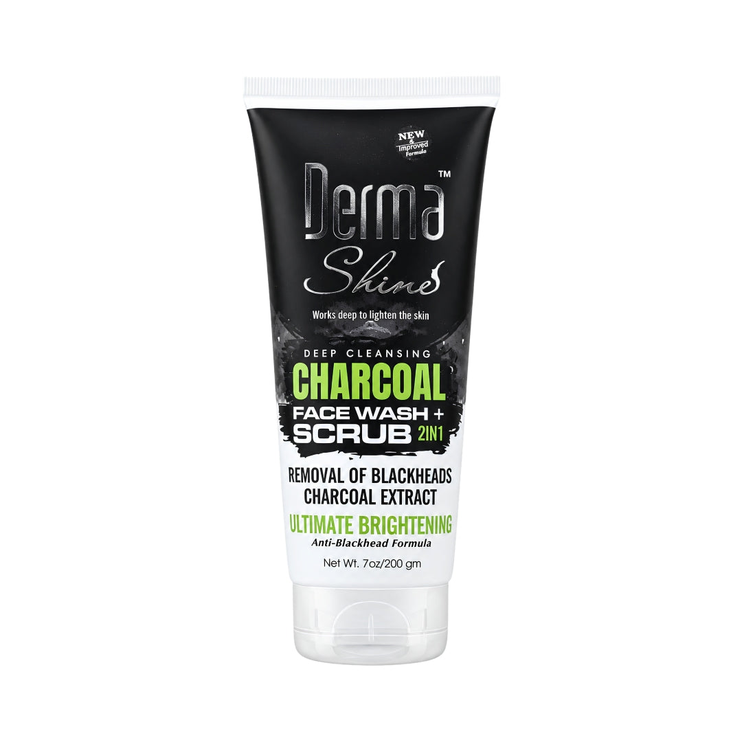 Derma Shine Charcoal Face Wash+Scrub (2 in 1) - Lipcara