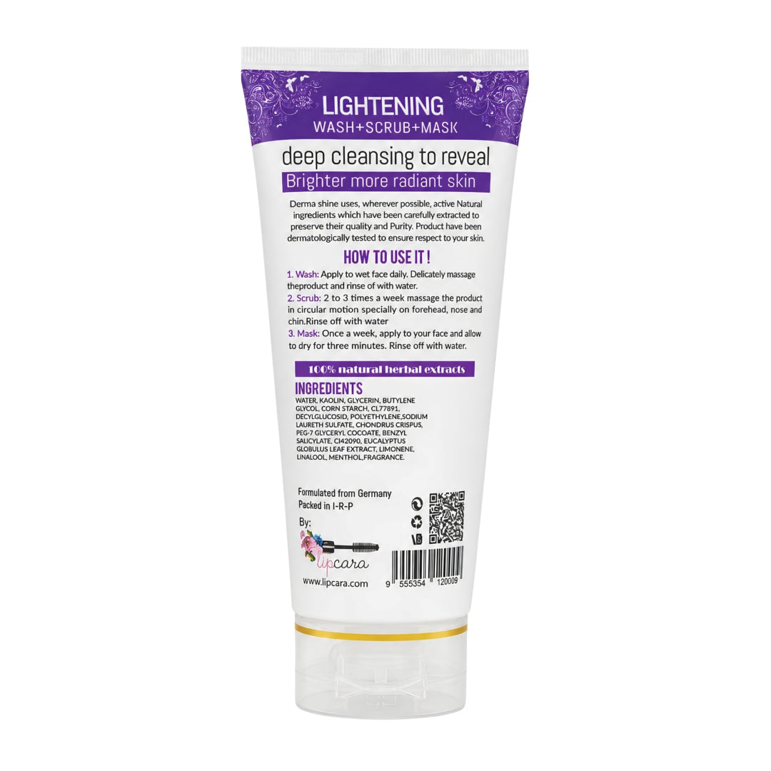Derma Shine Lightening Wash+ Scrub+ Mask (3 in 1) - Lipcara
