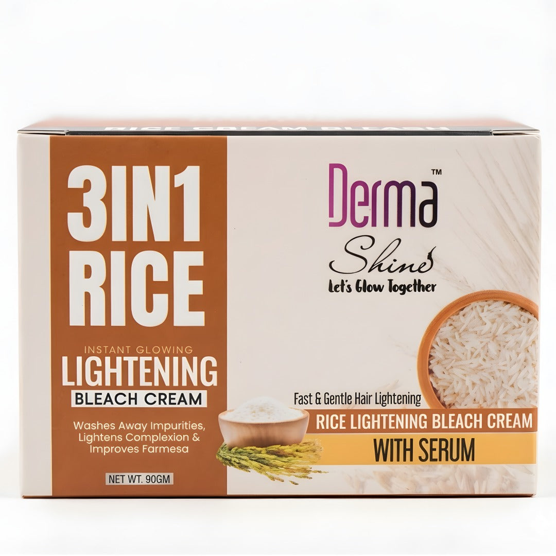 Derma shine 3 in 1 Rice lightening Bleach Cream 90g - Lipcara