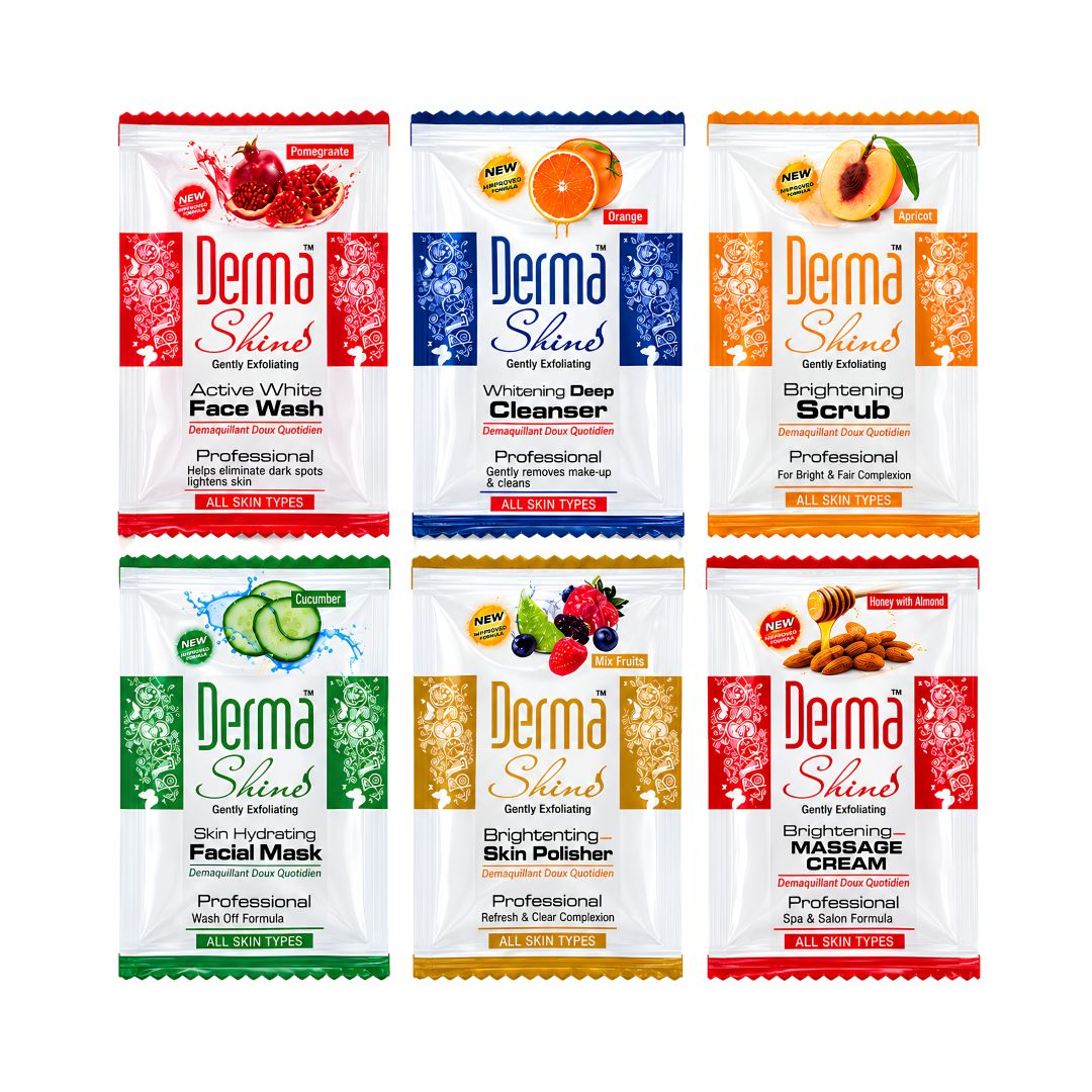 Derma Shine 6 Steps Fruit Facial Kit – Brightening Facial Care Trial Pack