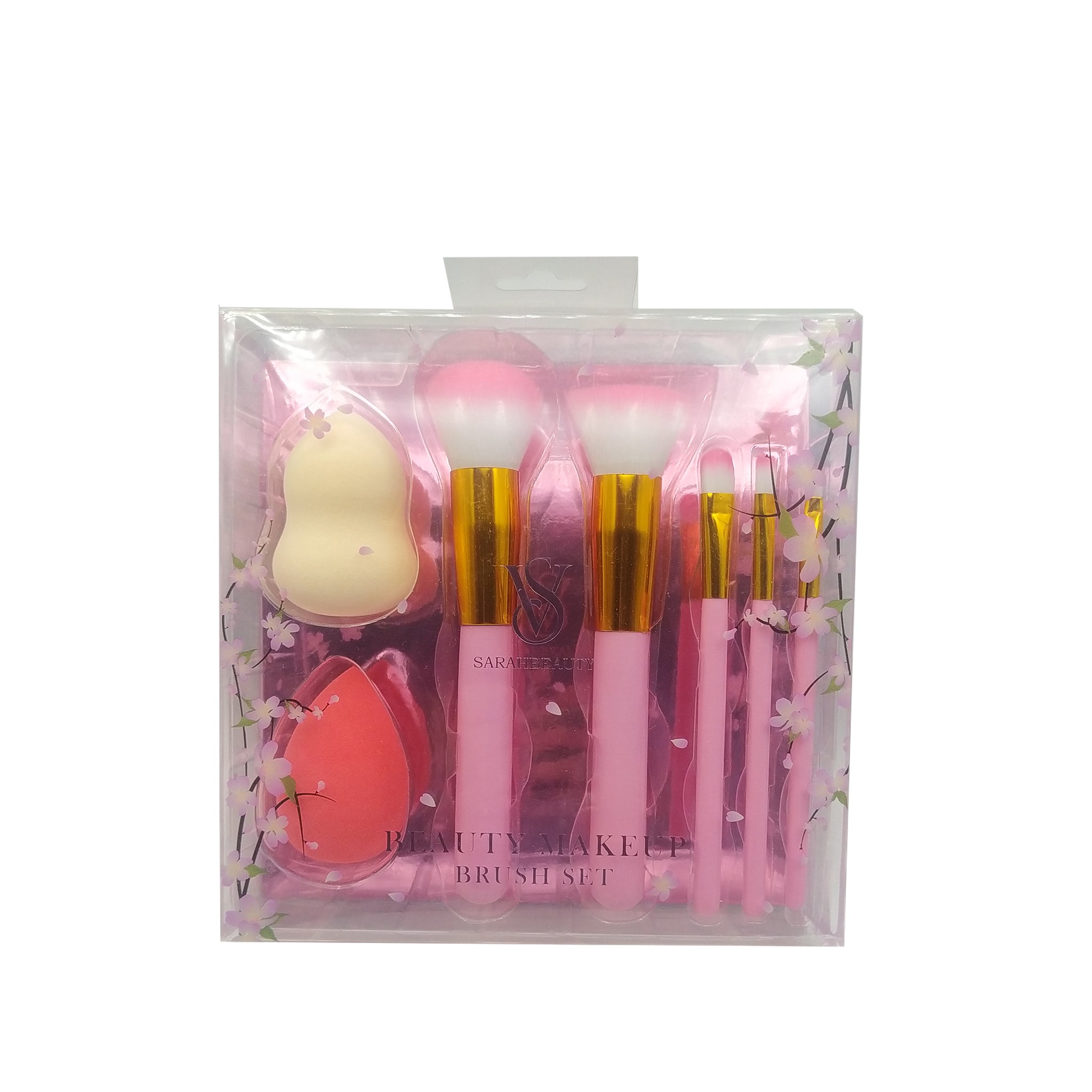 VS SARAHBEAUTY MAKEUP BRUSH SET WITH 2 POWDER PUFF SPONGE